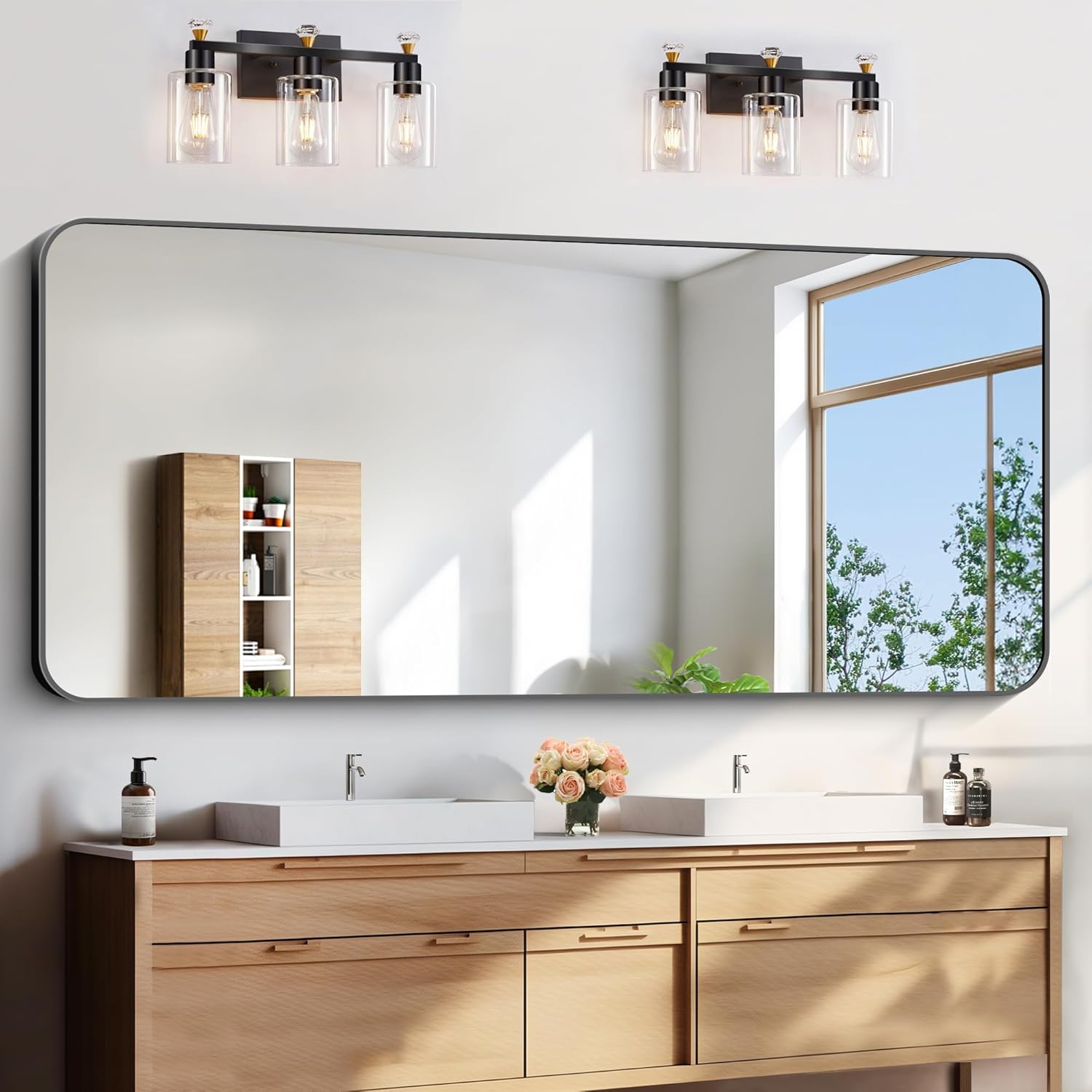 Black Wall Mirror — 24" — Black