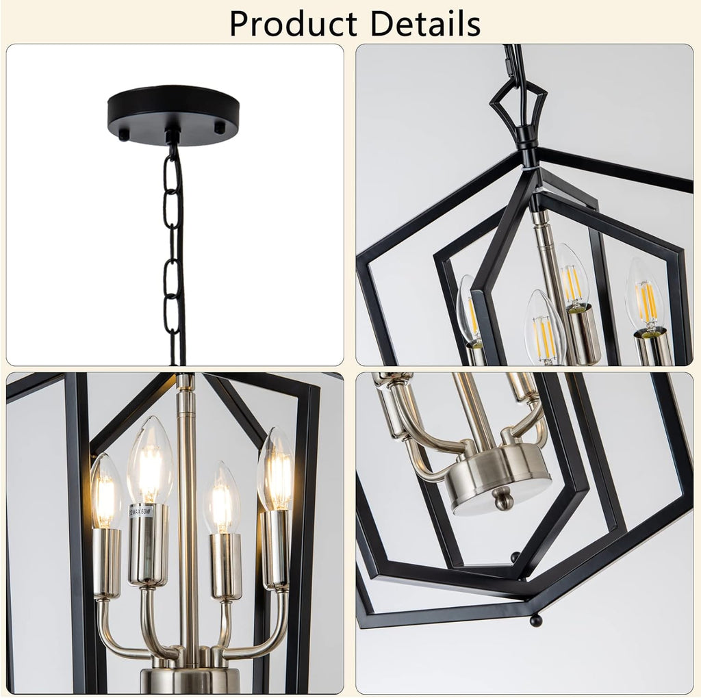 Farmhouse Black Chandelier — 4-Light - View 5