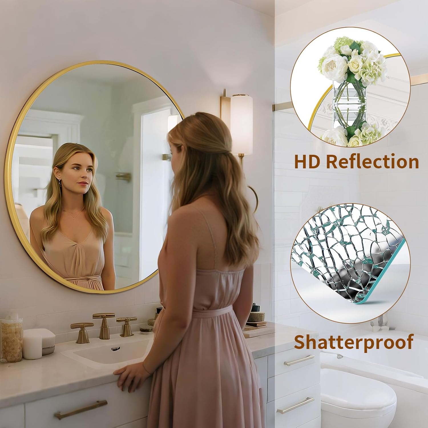 Luxe Black Round Mirror — 24" - View 4