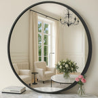 Black Round Mirror — 24" — 36"L x 36"W