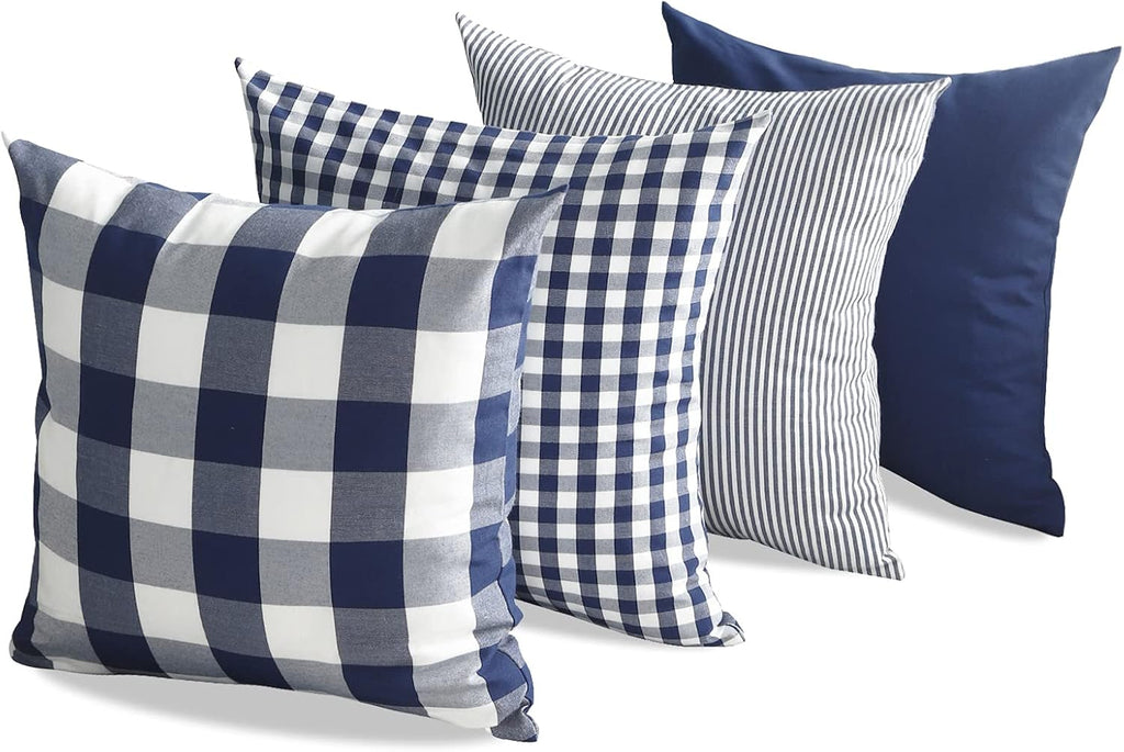Boho Beige Throw Pillow Cover — 18" — Navy