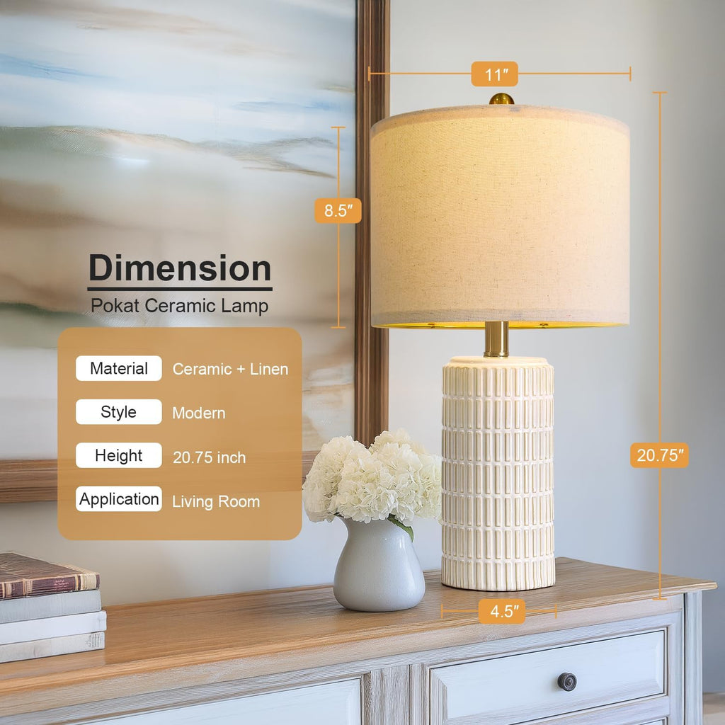 Farmhouse Beige Bedside Lamp — 20.75" - View 3