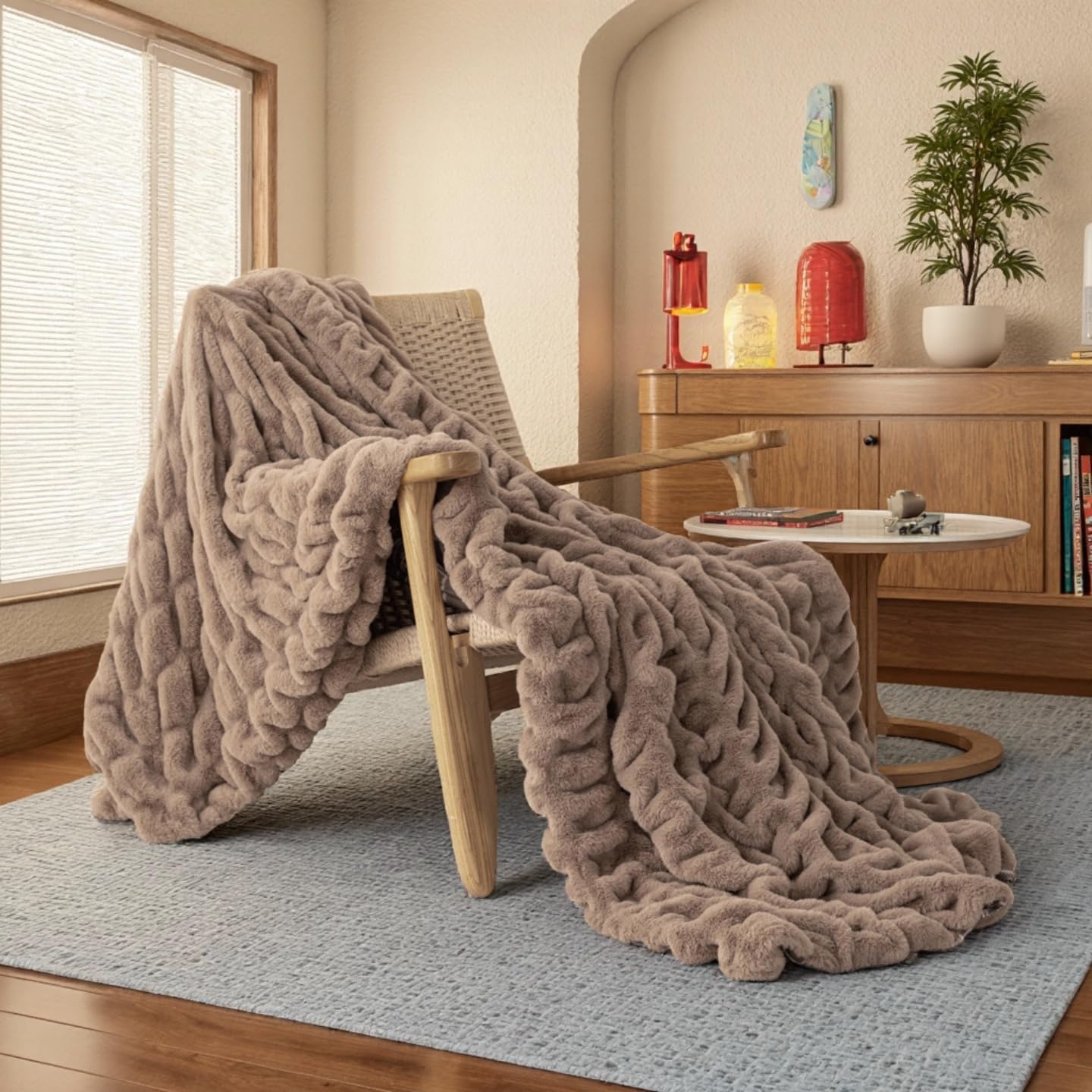 Beige Throw Pillow — 60" — Ⅱ-warm Brown