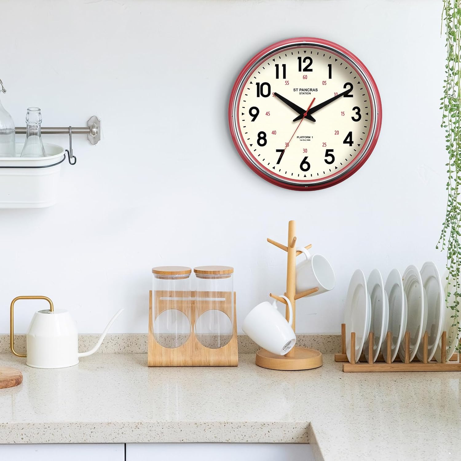 Vintage Mid-Century Beige Wall Clock — 12.4" - View 6