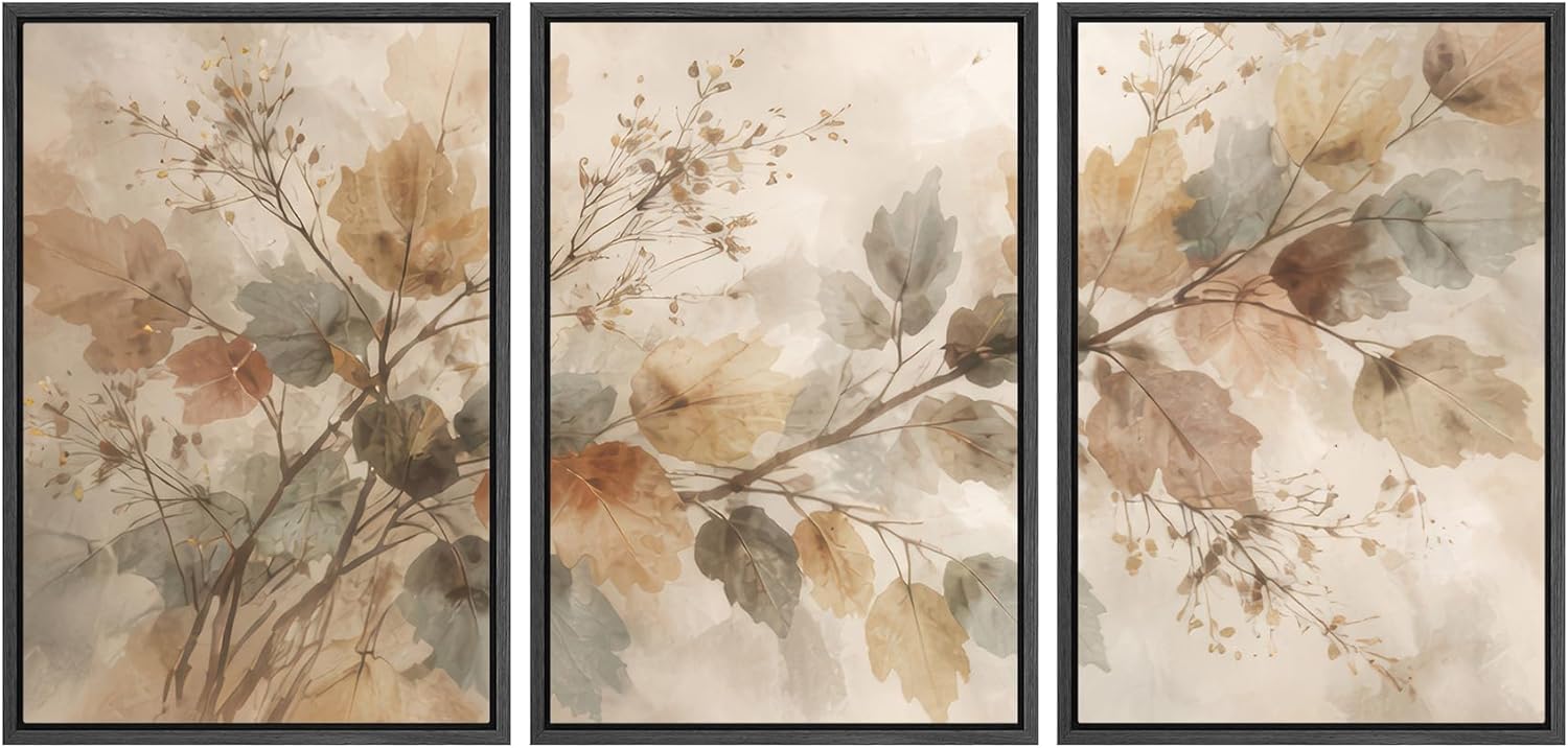 Framed Farmhouse Fabric Wall Art — 24" — 16"x24"x3 Panels Black