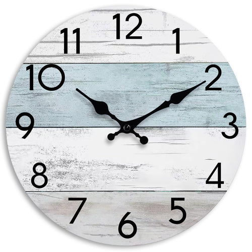Battery Operated Farmhouse Blue Wall Clock — 8"