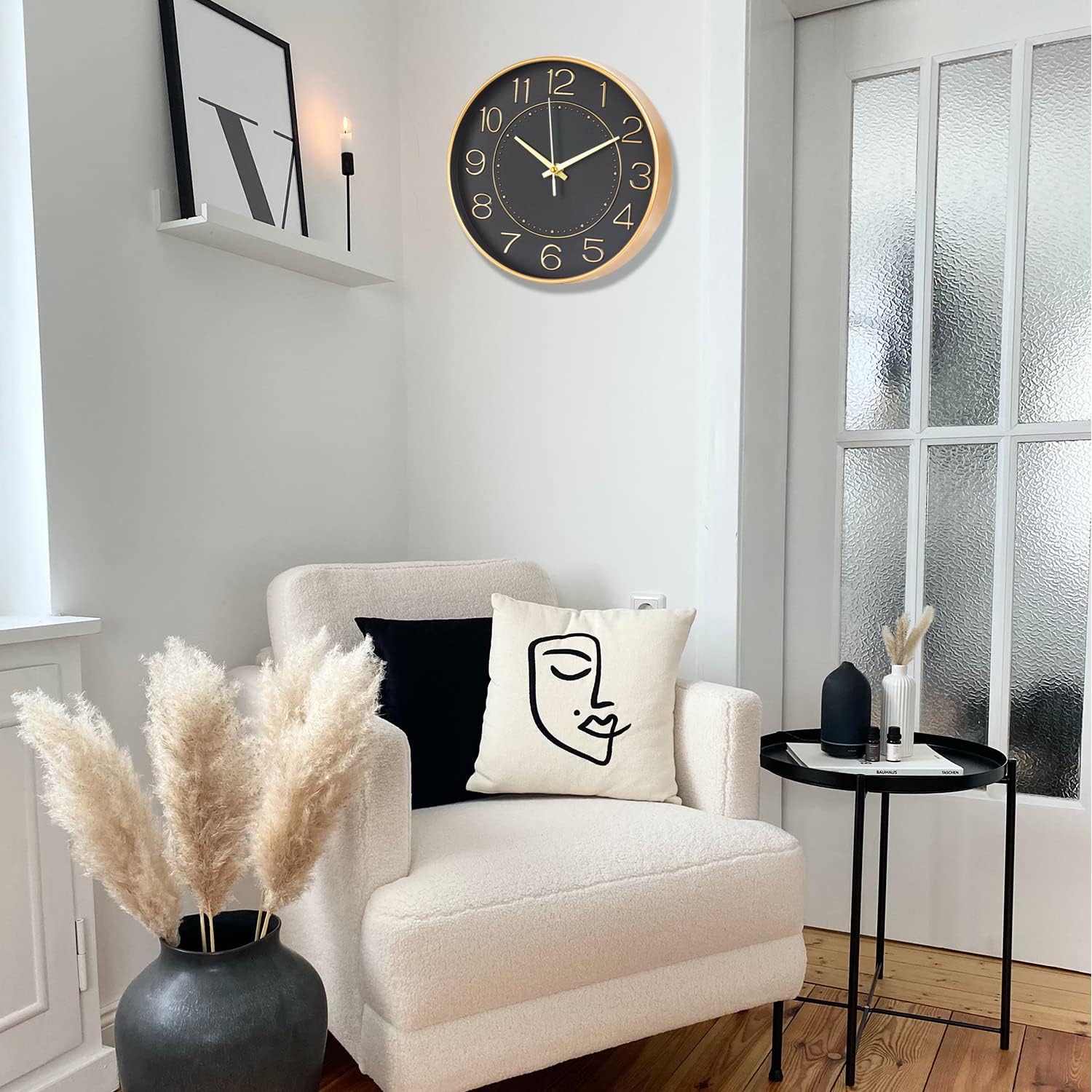 Battery Operated Luxe Black Wall Clock — 10" - View 2