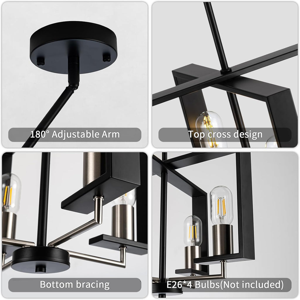 Adjustable Farmhouse Black Chandelier — 16.14" - View 8
