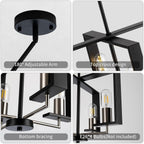 Adjustable Farmhouse Black Chandelier — 16.14" - View 8