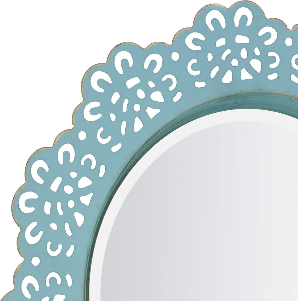 Round Farmhouse Blue Wall Mirror — 12.5" - View 5