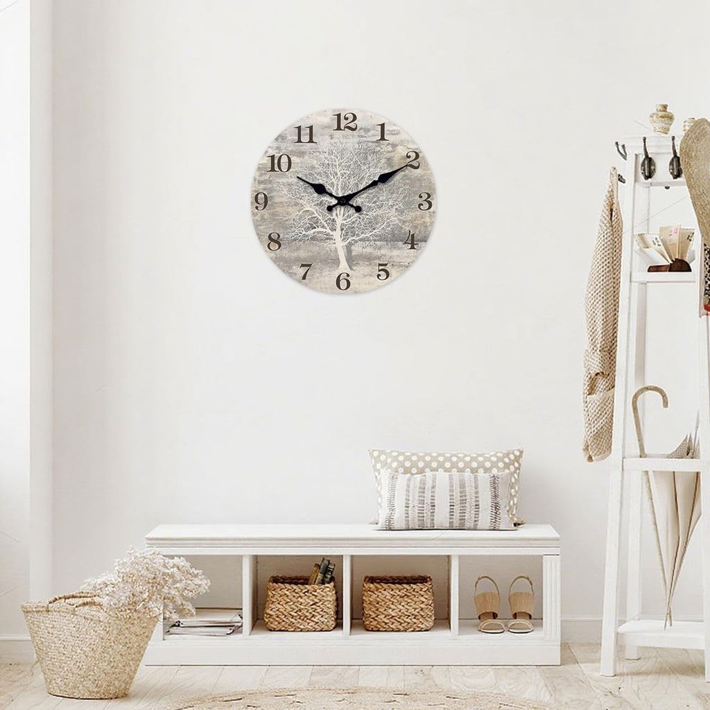 Battery Operated Farmhouse Beige Wall Clock — 16" - View 3
