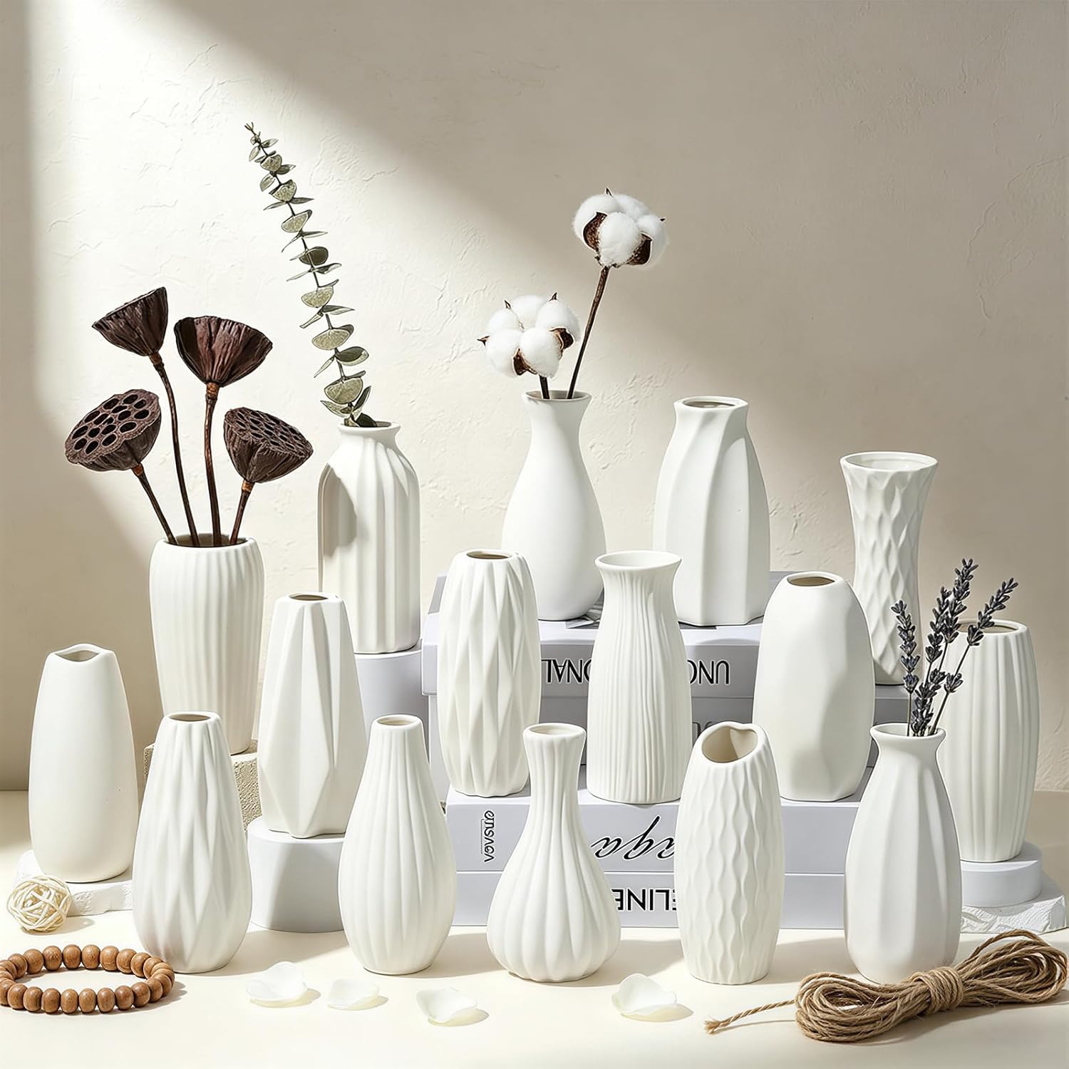 Boho Ceramic Vase — Set of 12 — 16pack Unglazed vases