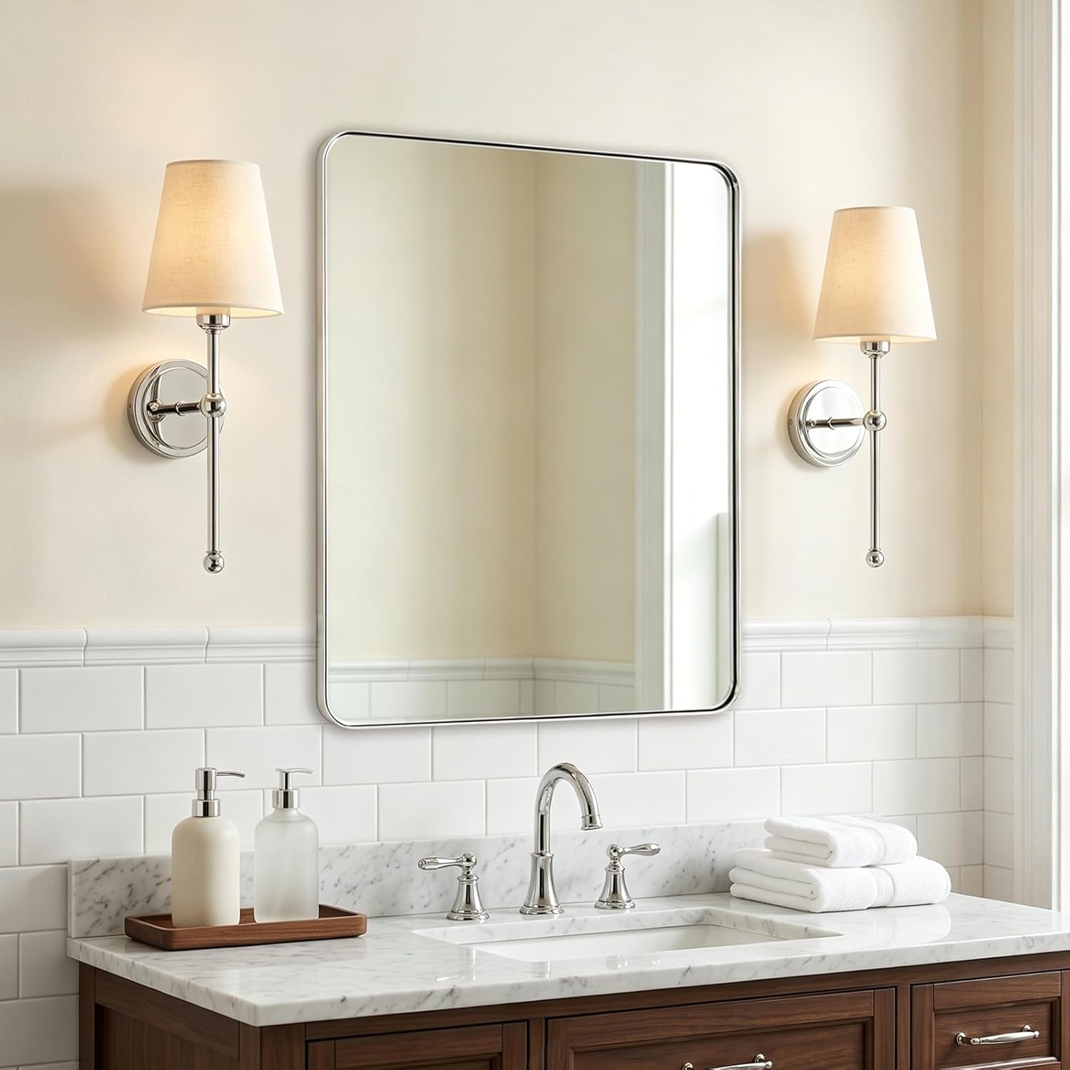 Rectangular Black Wall Mirror — 22" - View 3