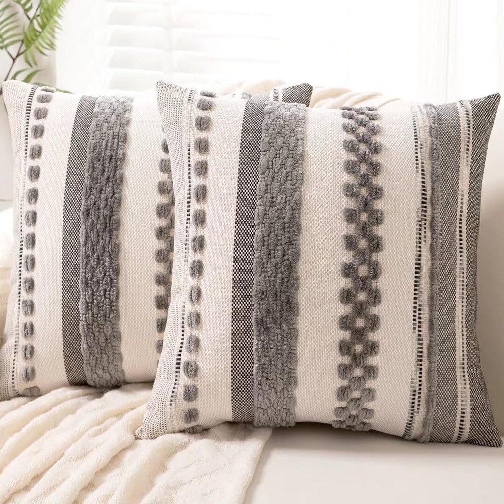 Chenille Boho Black Throw Pillow Cover — 18"