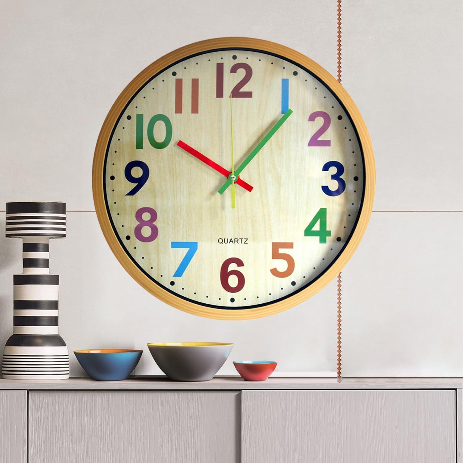 Battery Operated Black Wall Clock — 12" - View 6