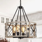 Adjustable Farmhouse Grey Chandelier — 4-Light