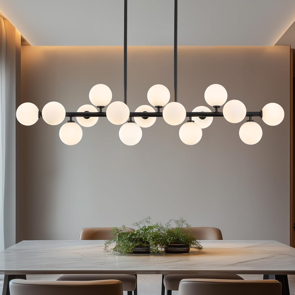Mid-Century Black Chandelier — 16-Light