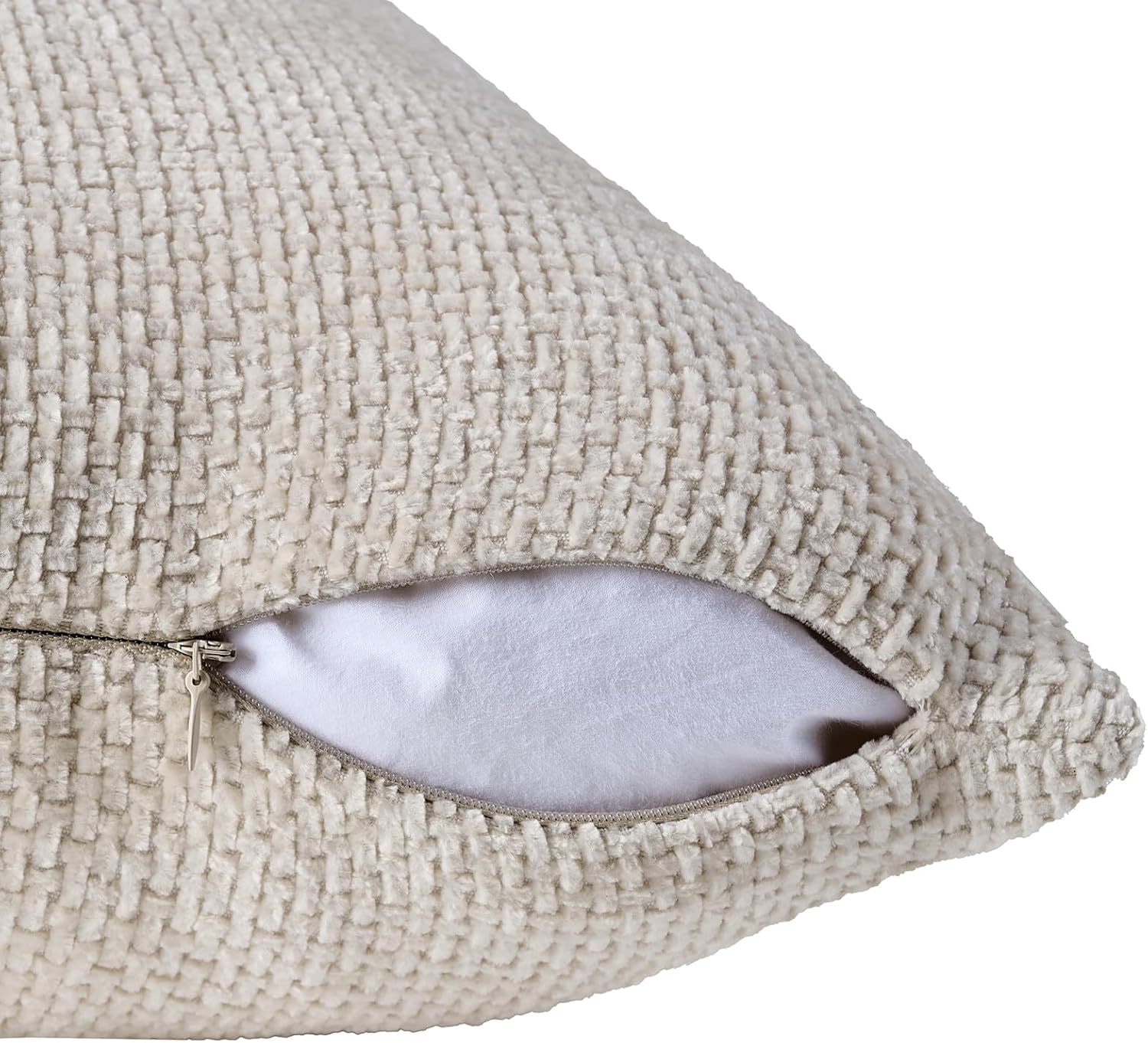 Chenille Boho Beige Throw Pillow Cover — 20" - View 6