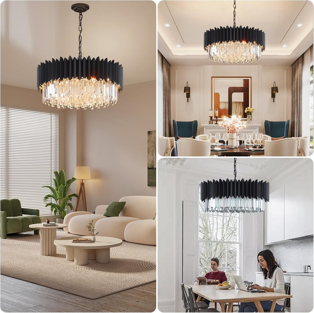 Round Luxe Black Chandelier — 24" - View 8