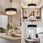 Round Luxe Black Chandelier — 24" - View 8