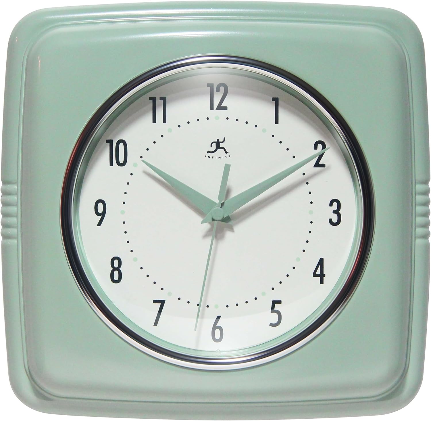 Vintage Mid-Century Beige Wall Clock — 9" — Sage Green