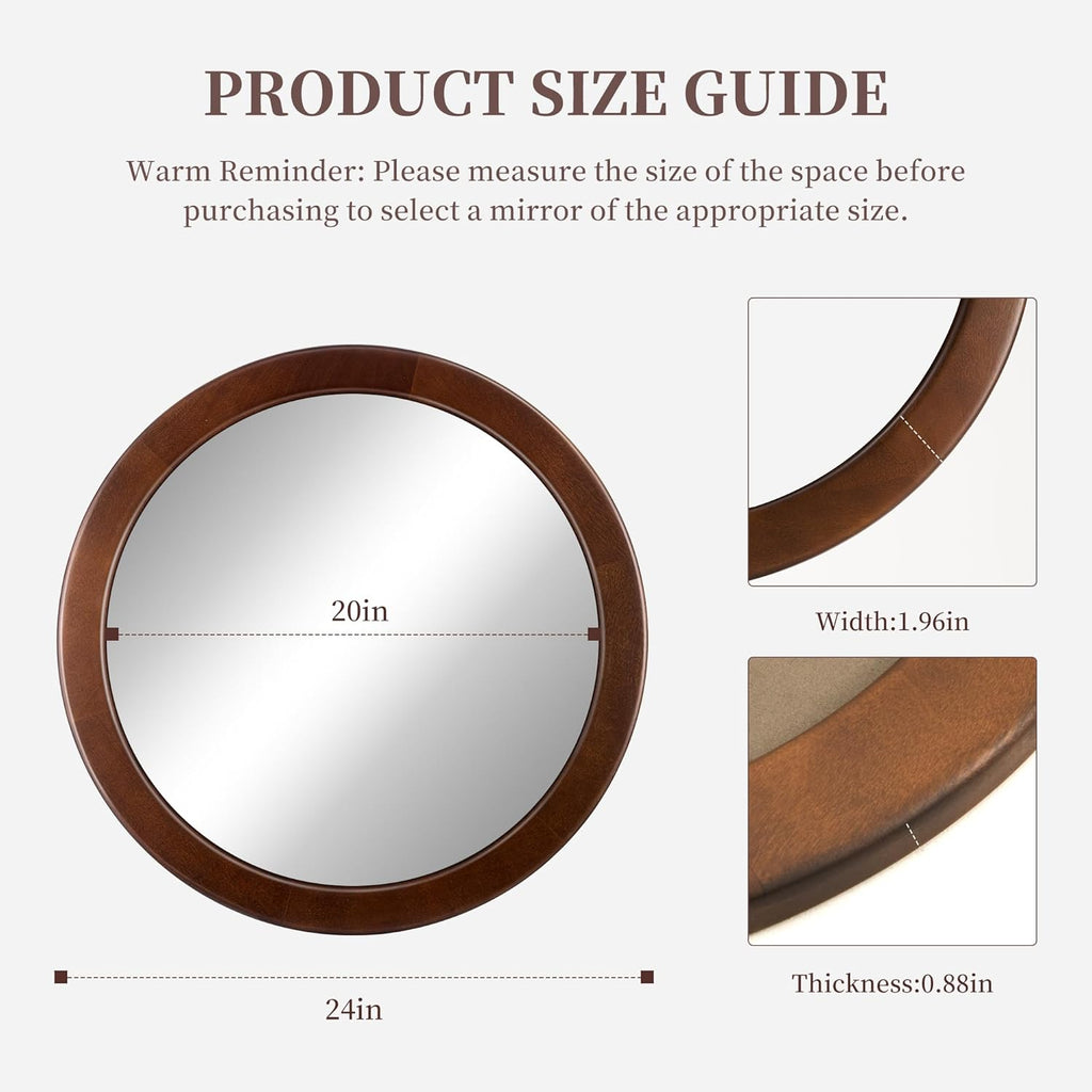 Round Farmhouse Beige Wall Mirror — 24" - View 6