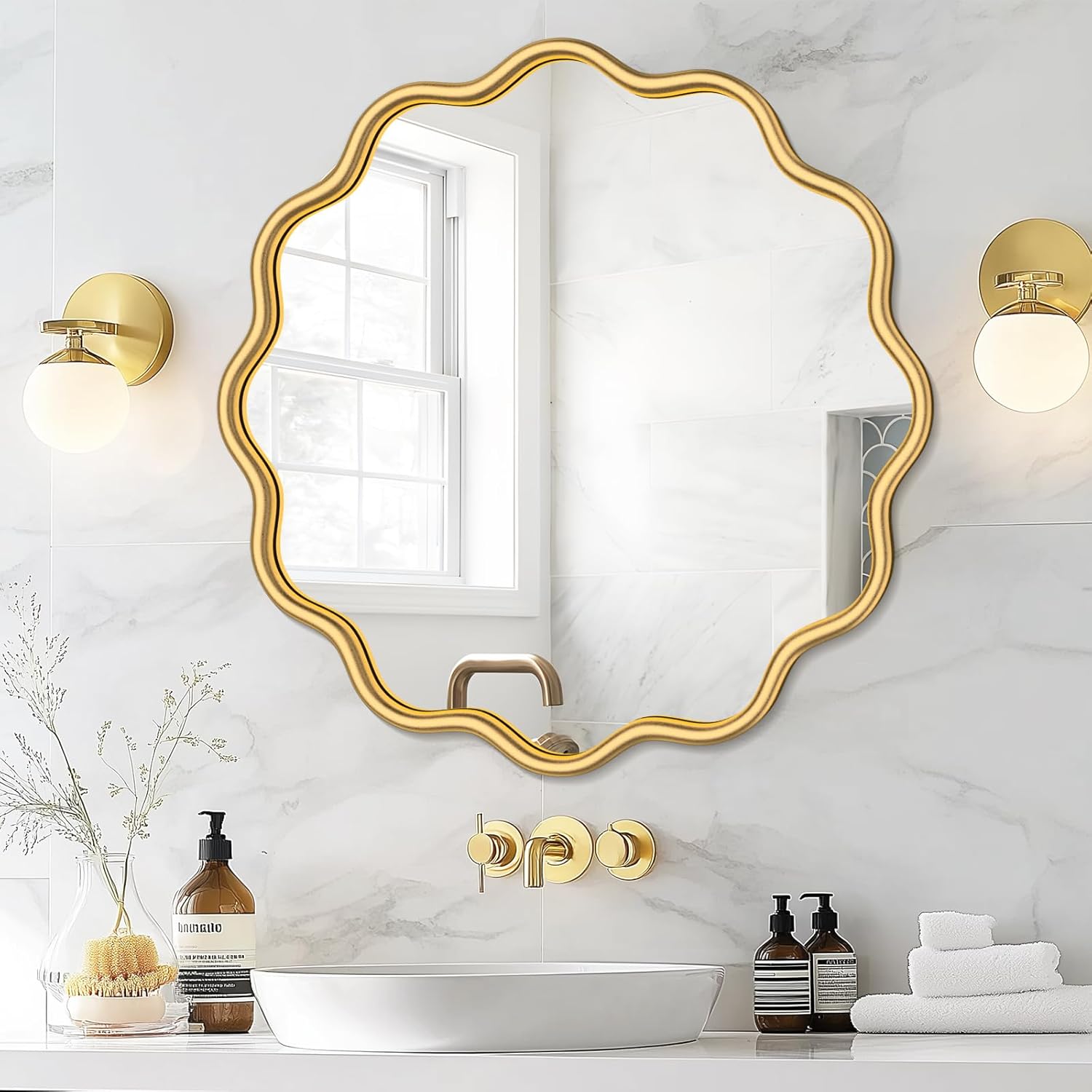 Round Luxe Black Wall Mirror — 20" — 24"L x 24"W