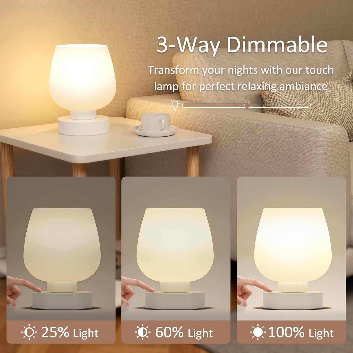 Dimmable Pink Bedside Lamp - View 3