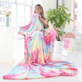 Green Throw Pillow — 50" — Hot Pink Rainbow