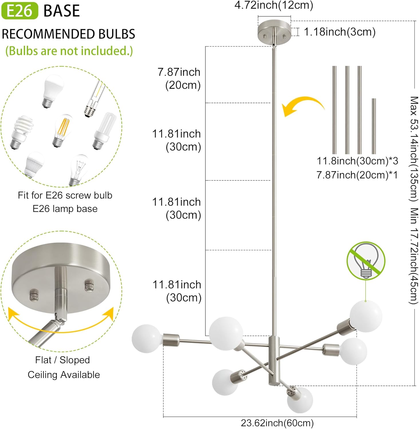 Farmhouse Black Chandelier — 6-Light - View 2