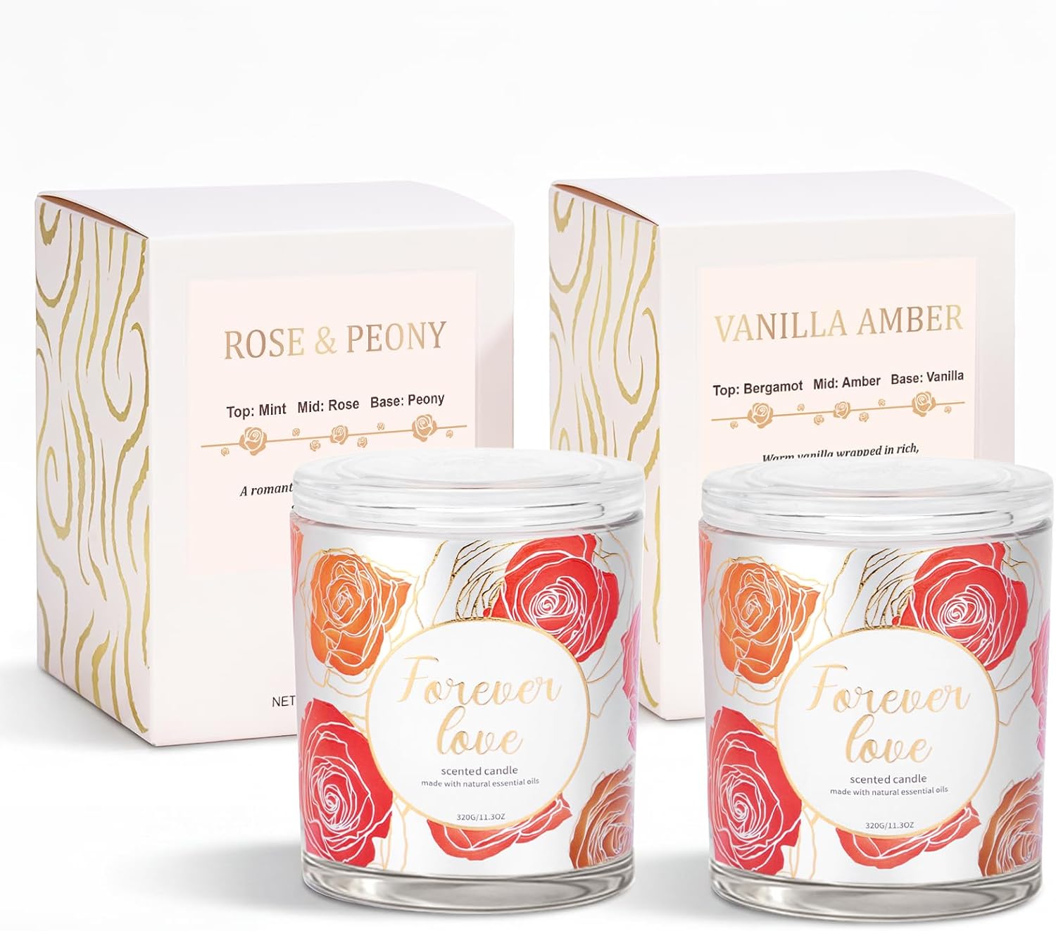 Soy Wax Beige Scented Candle — Rose & Peony + Vanilla Amber