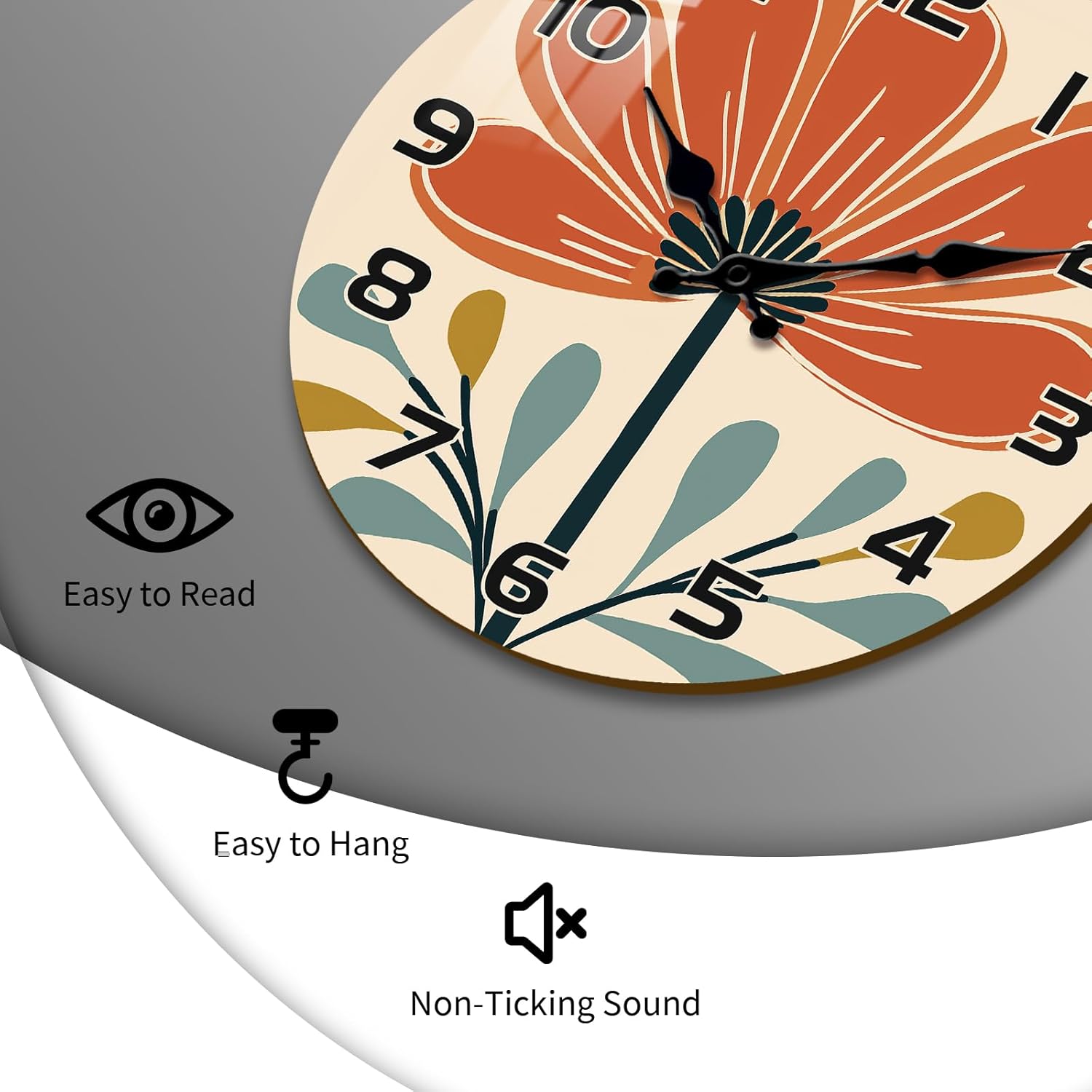 Battery Operated Boho Orange Wall Clock — 16" - View 6