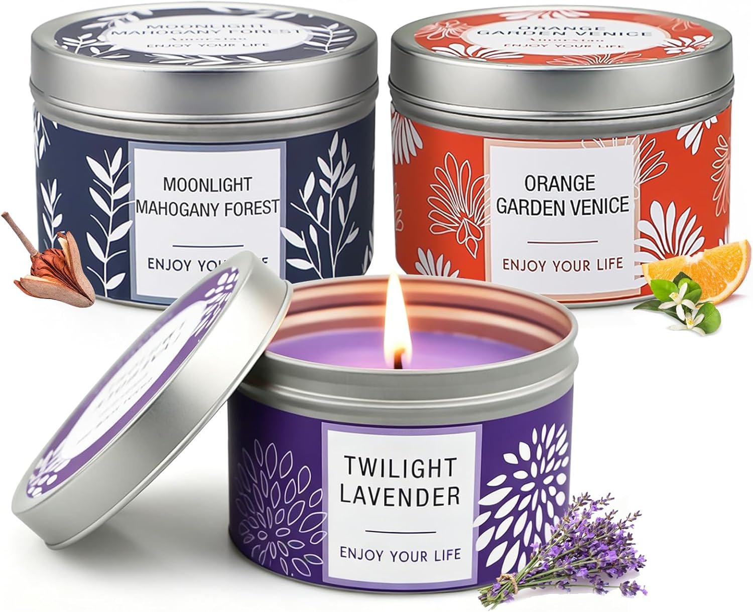 Soy Wax Metal Scented Candle — Large 3-Tin Candle Set