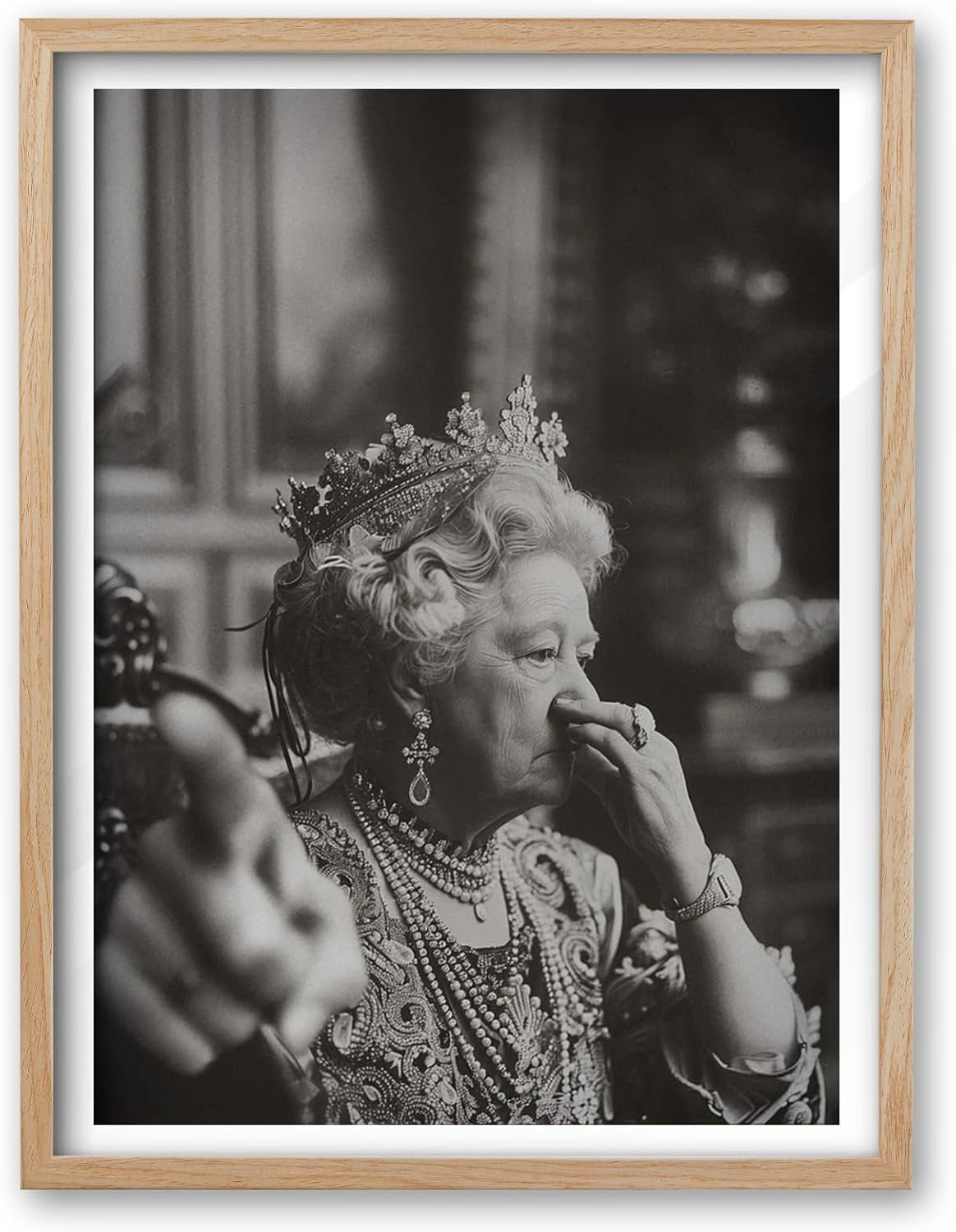 Framed Gold Wall Art — 16" — Oak Wood Framed Queen