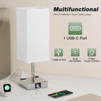 Dimmable Beige Bedside Lamp — Set of 2 - View 3