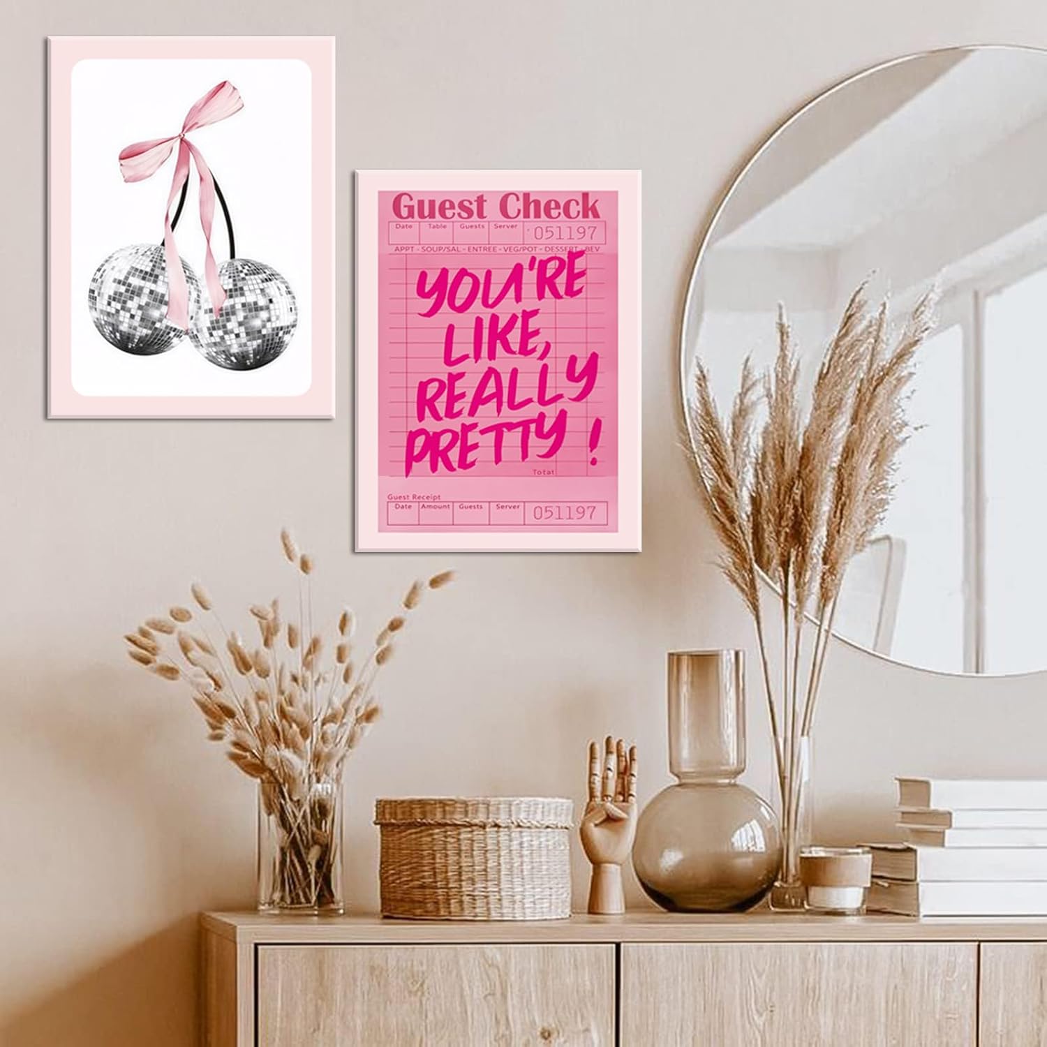 Framed Mid-Century Pink Wall Art — 16" - View 6