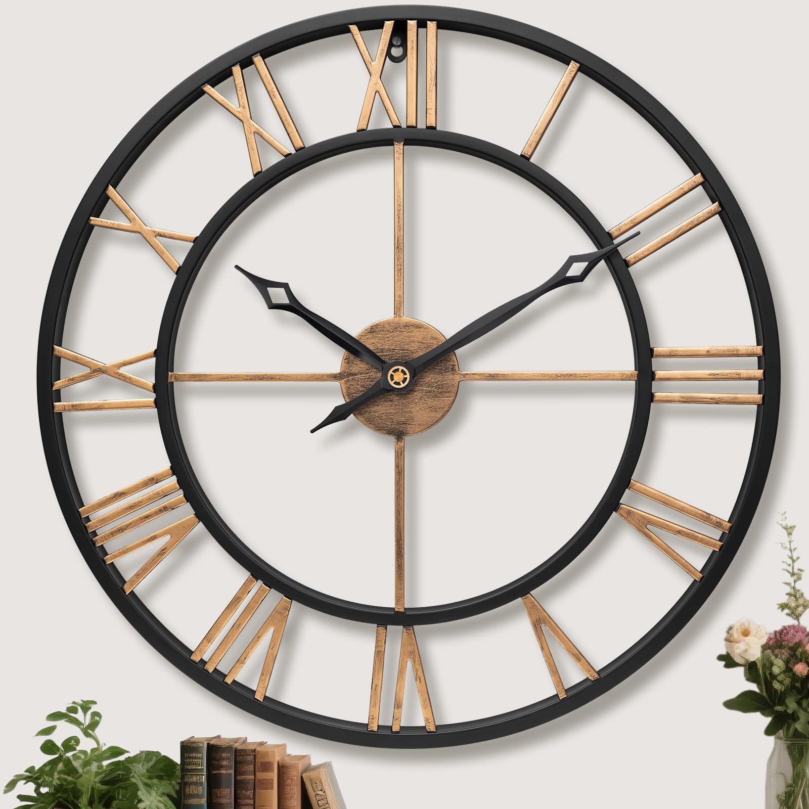 Oversized Luxe Black Wall Clock — 24"