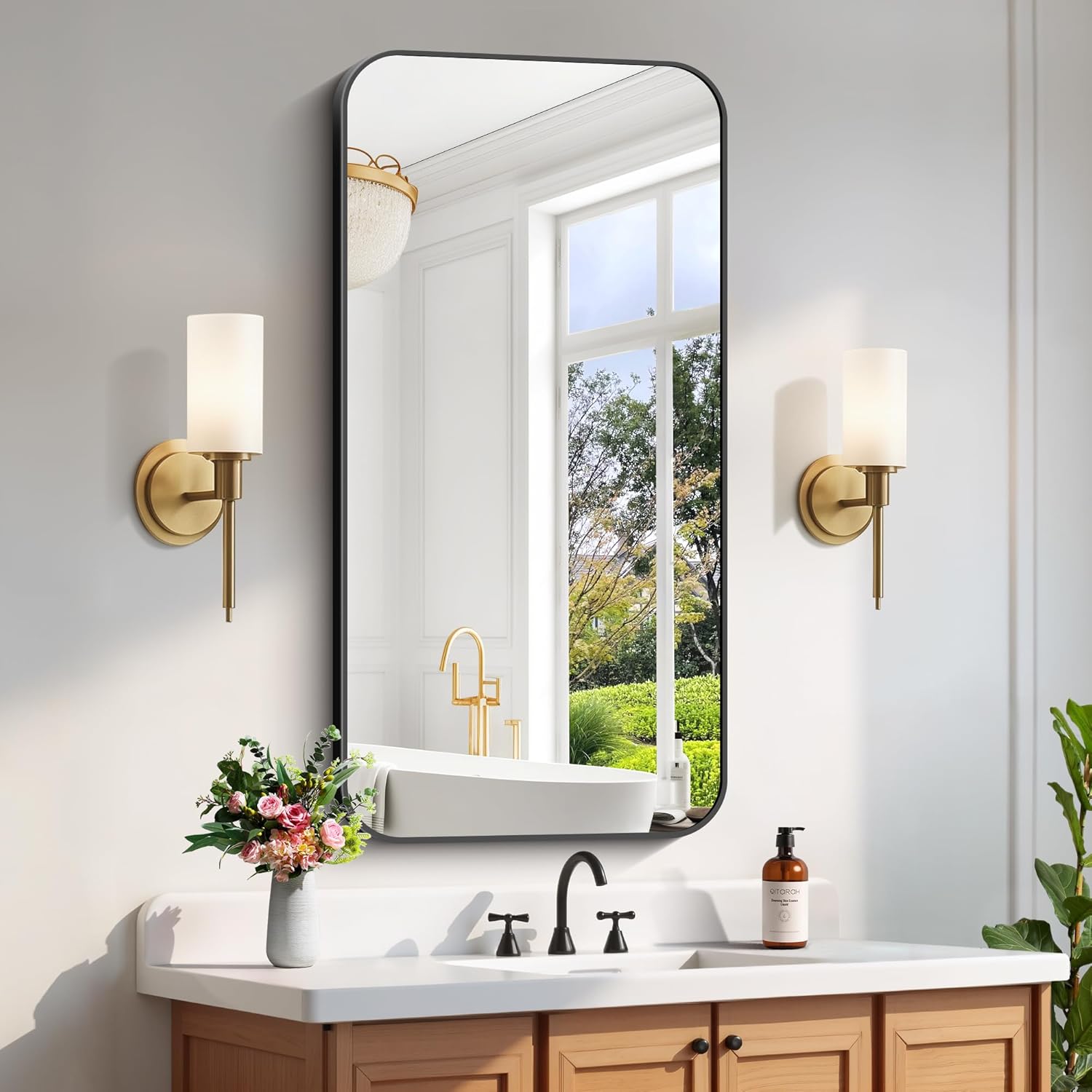 Black Wall Mirror — 24" — Black