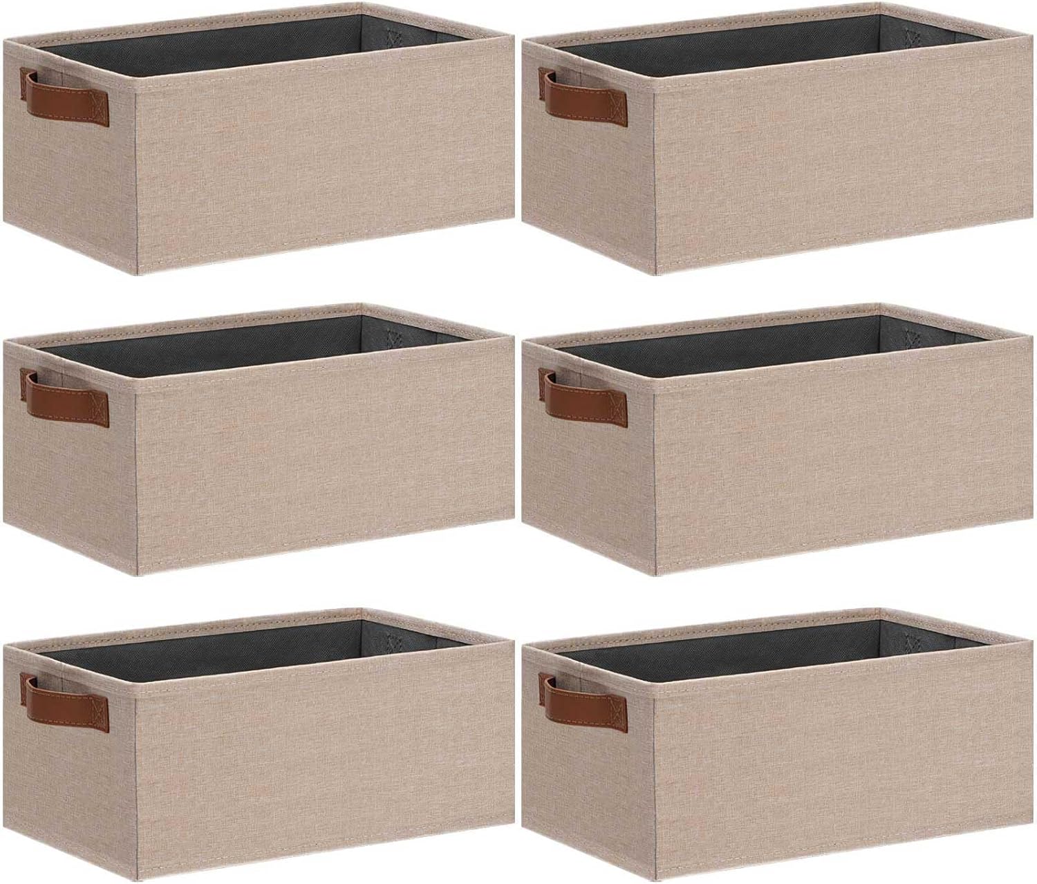 Beige Storage Bin — 11.8" — Small-11.8"x 7.87"x 5.11"-6pcs