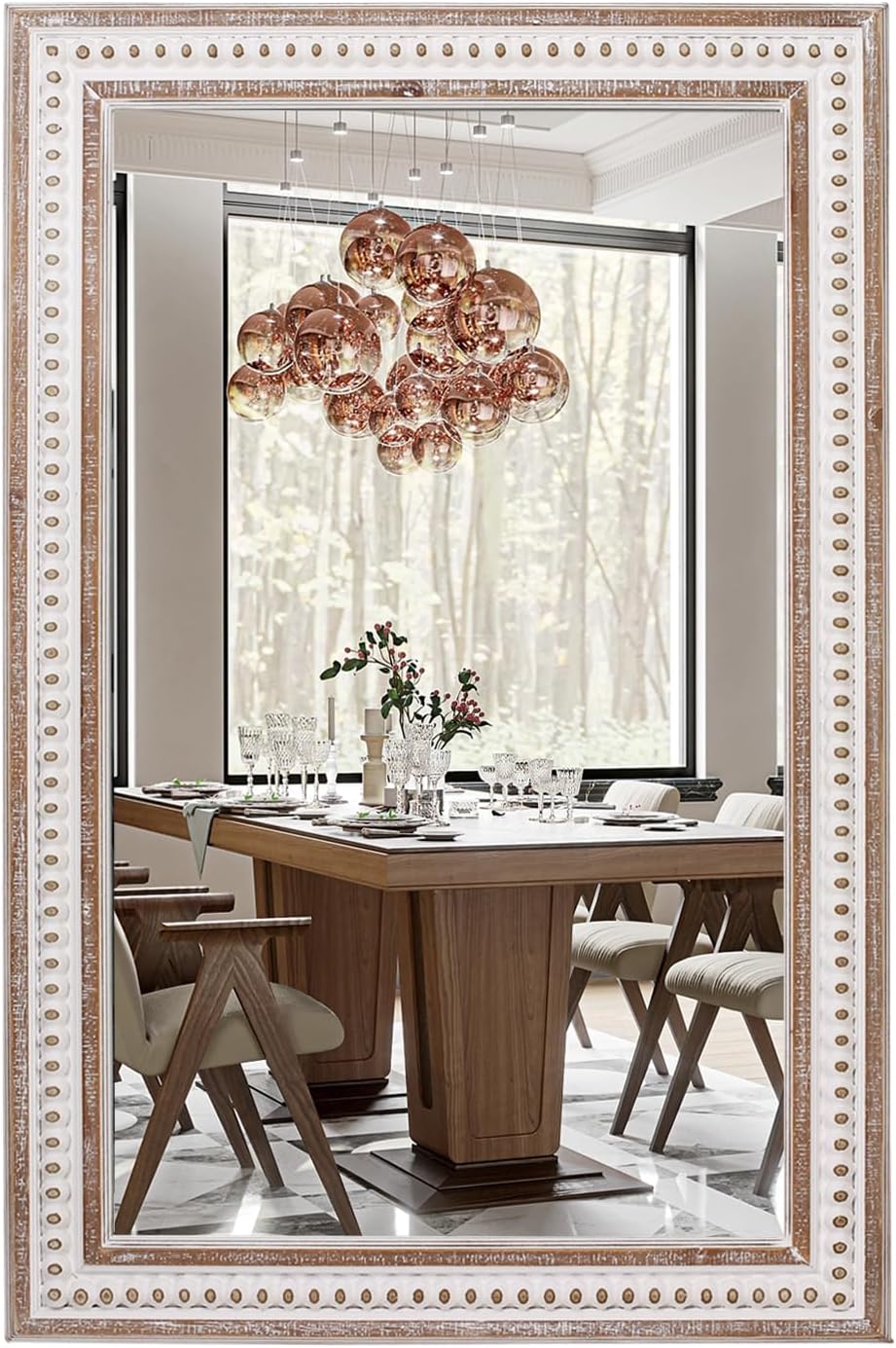 Round Farmhouse Wood Wall Mirror — 24" — Style 1