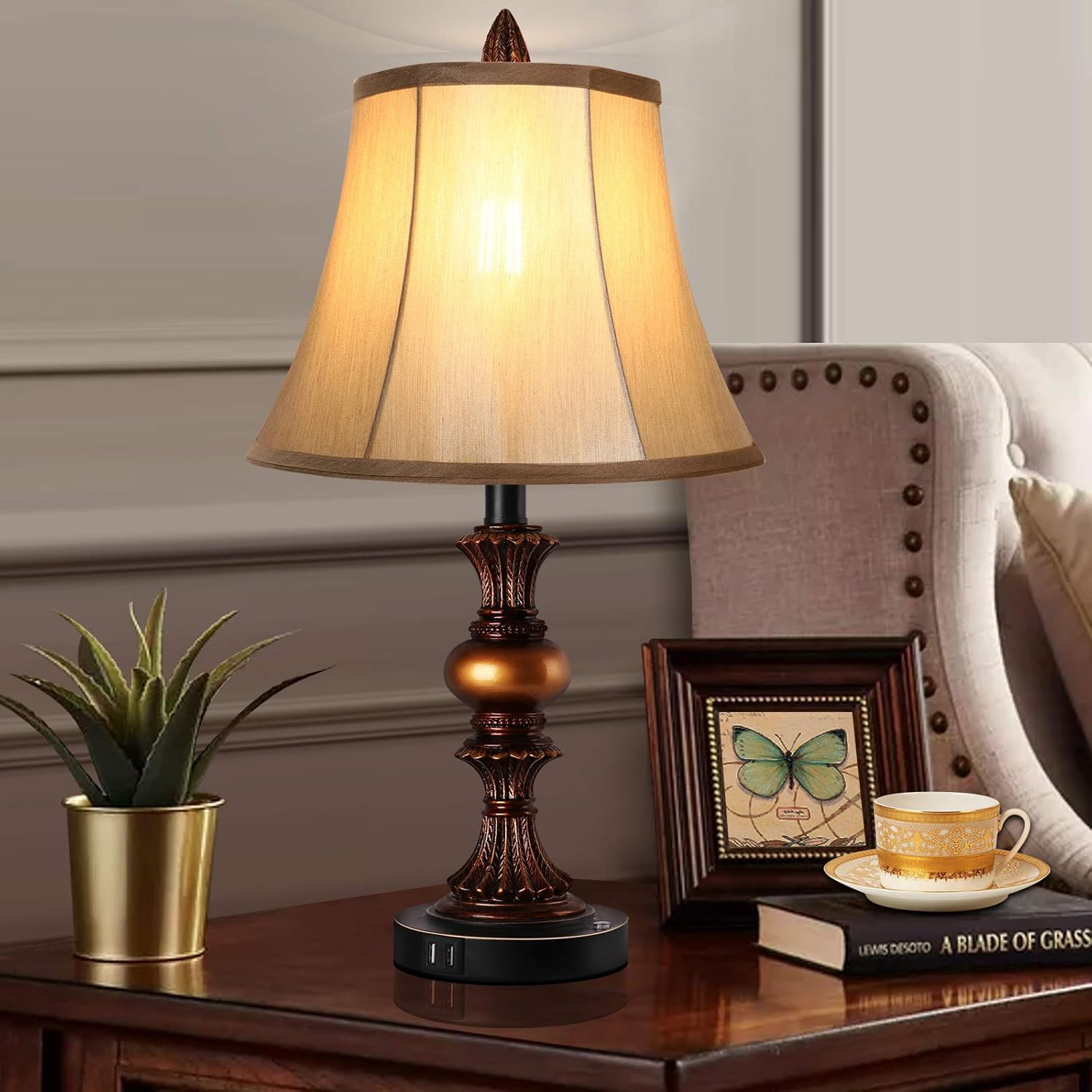 Dimmable Gold Bedside Lamp — Set of 2 - View 7