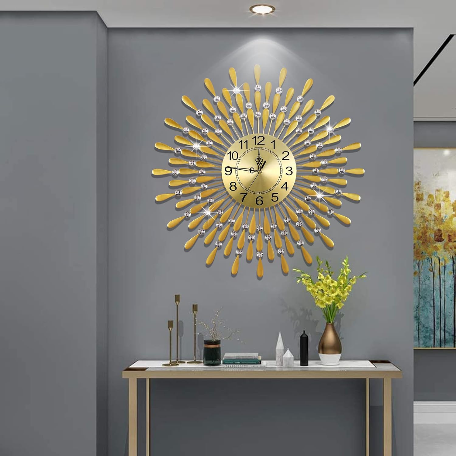 Luxe Black Wall Clock — 7" — Gold