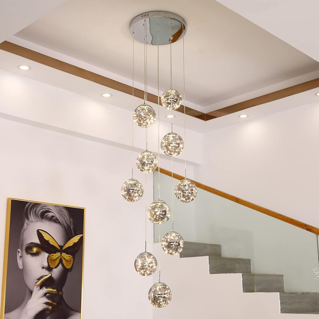 Adjustable Luxe Grey Chandelier — 10-Light - View 3