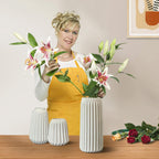 Boho White Flower Vase — Set of 3 - View 6