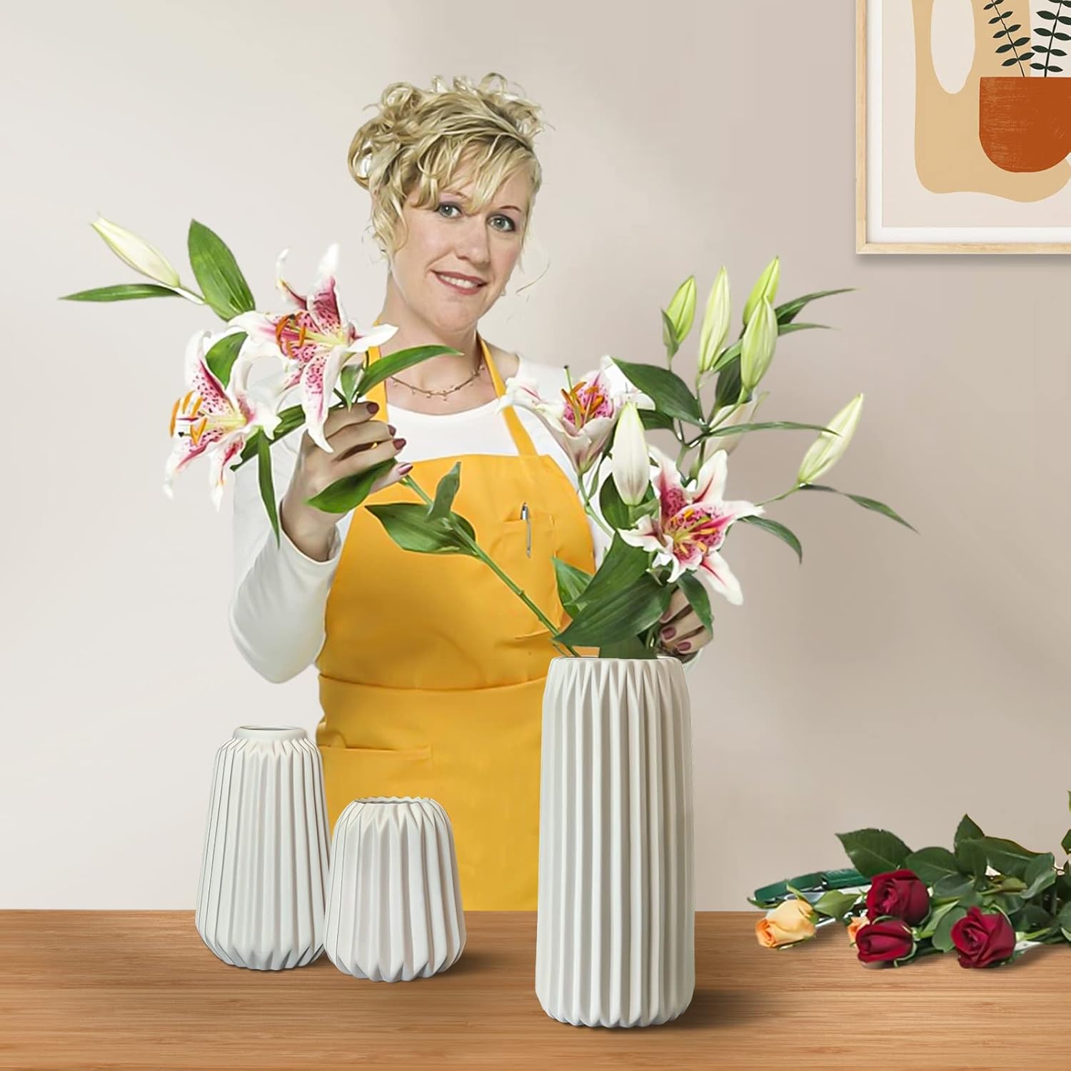 Boho White Flower Vase — Set of 3 - View 6