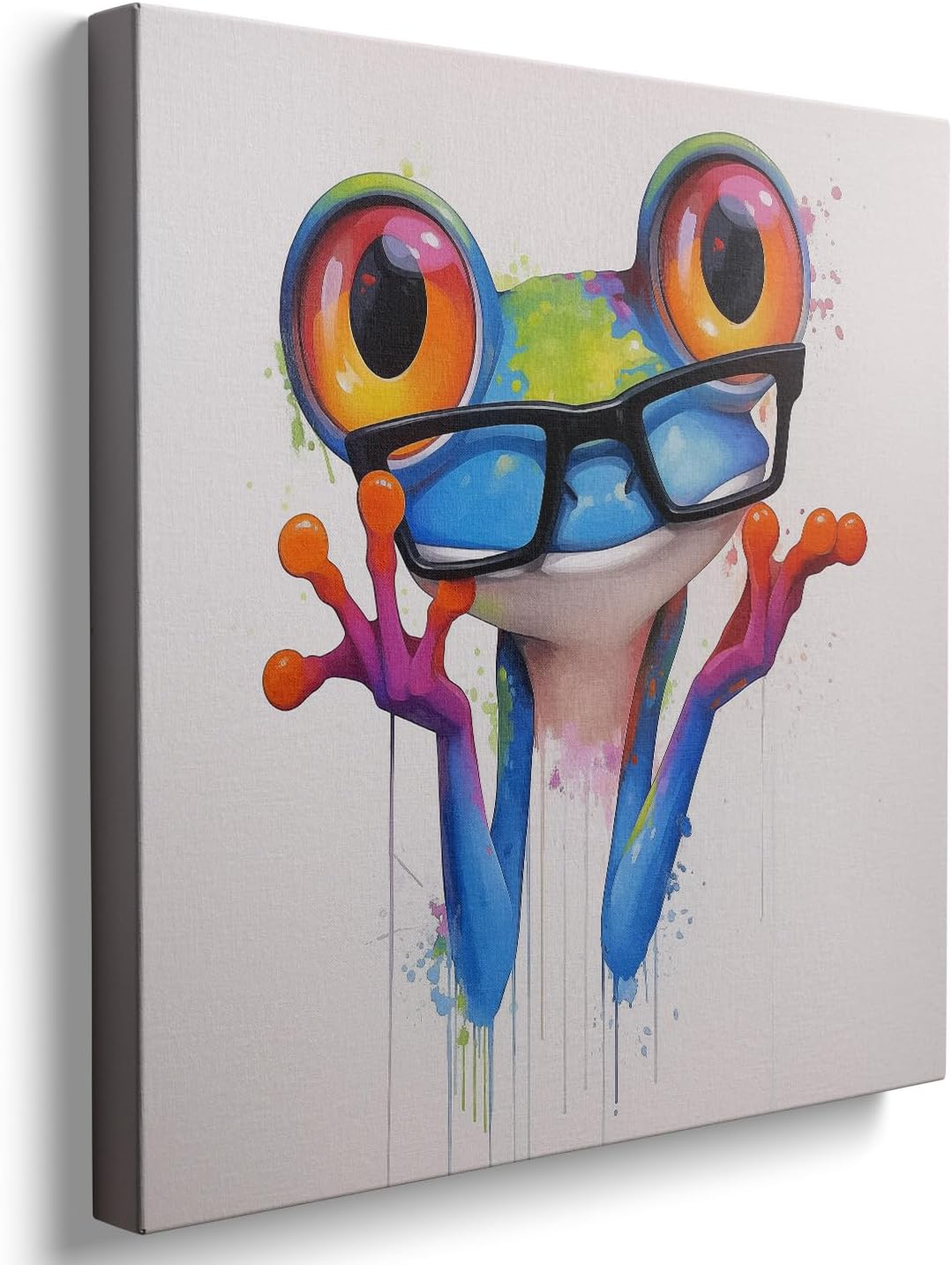 Framed Modern Metal Canvas Wall Art — 16" — frog