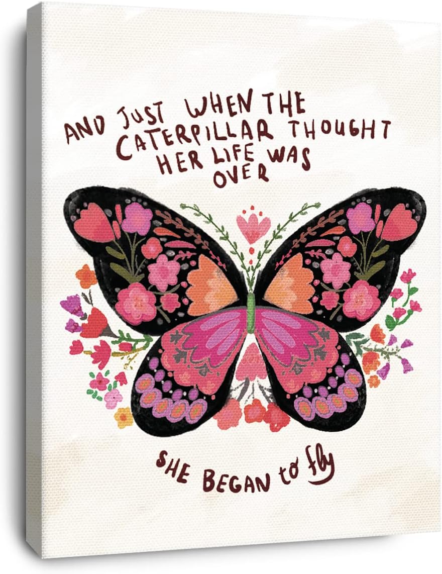 Framed Pink Wall Decor — She Began to Fly Flower