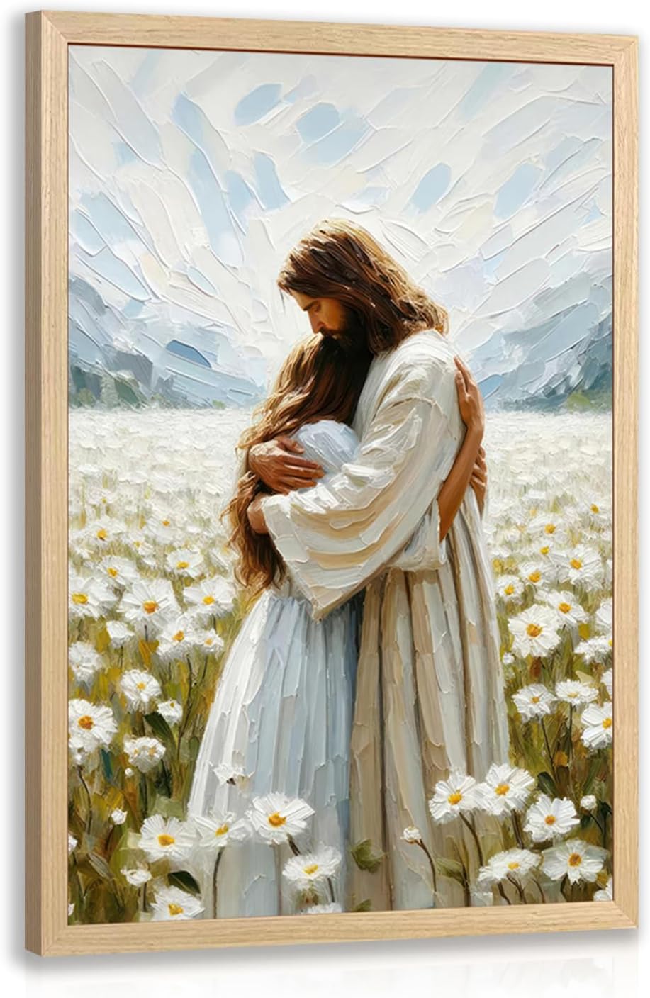 Framed Metal Wall Decor — 16" — JesusWoman(Wood)