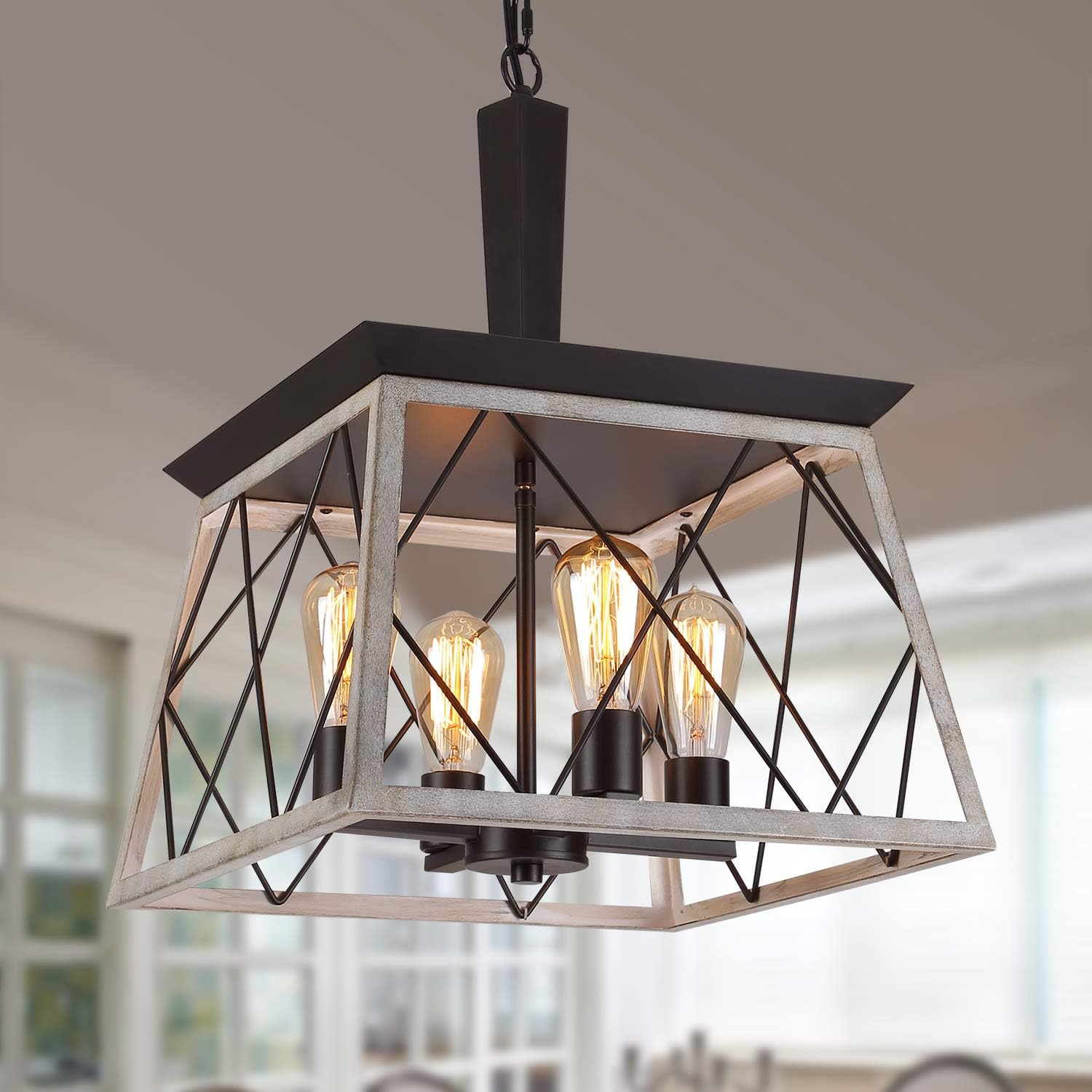 Vintage Farmhouse Gold Chandelier — Oak White-4