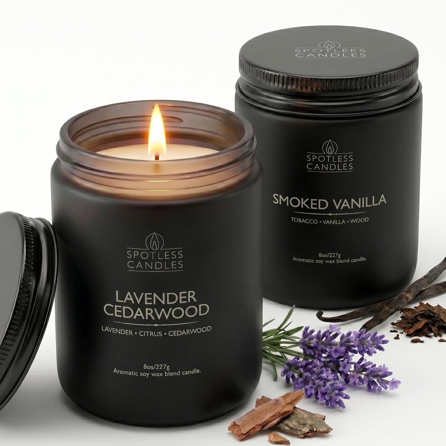 Black Candle Set — 2x8 — Dark-Black
